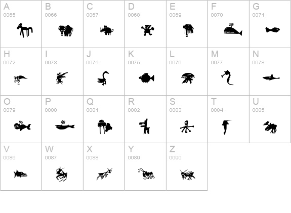 Chamaeleon uppercase A-Z preview