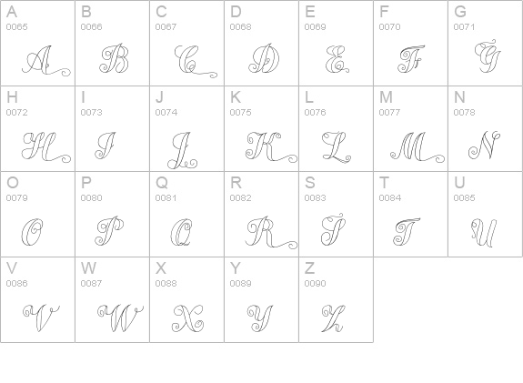 Chameleon Outline2 uppercase A-Z preview