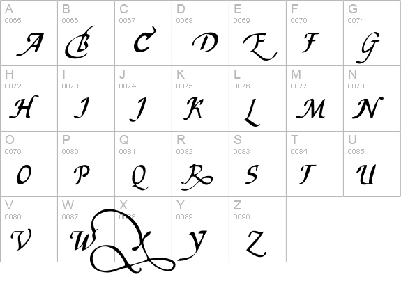 chancelaresca pw uppercase A-Z preview