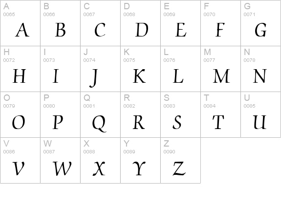 Chancery uppercase A-Z preview