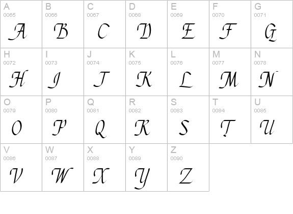 Chancery Cursive - DGL Italic uppercase A-Z preview