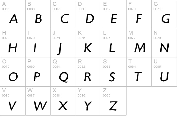 ChantillyAntique-Italic uppercase A-Z preview