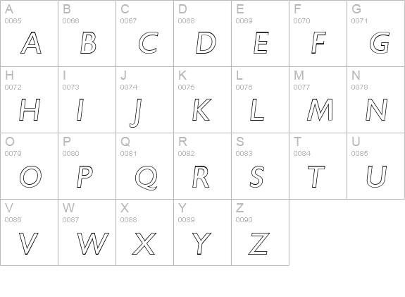ChantillyOutline-Italic uppercase A-Z preview