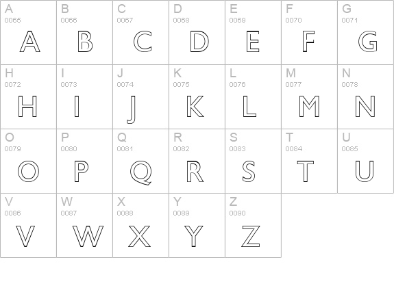 ChantillyOutline-Regular uppercase A-Z preview