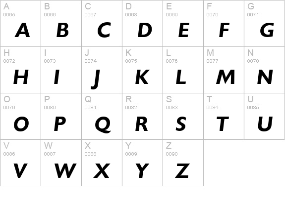ChantillySerial-BoldItalic uppercase A-Z preview