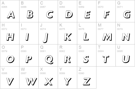 ChantillyShadow-BoldItalic uppercase A-Z preview