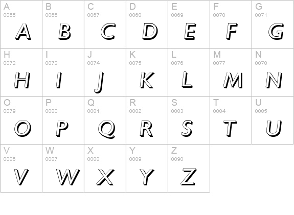 ChantillyShadow-Italic uppercase A-Z preview
