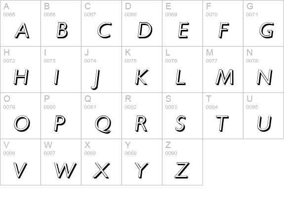 ChantillyShadow-Light-Italic uppercase A-Z preview