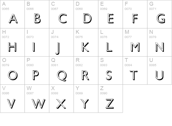 ChantillyShadow-Light-Regular uppercase A-Z preview