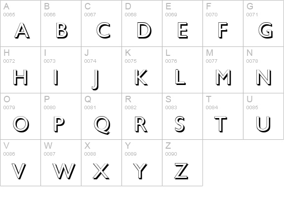 ChantillyShadow-Regular uppercase A-Z preview