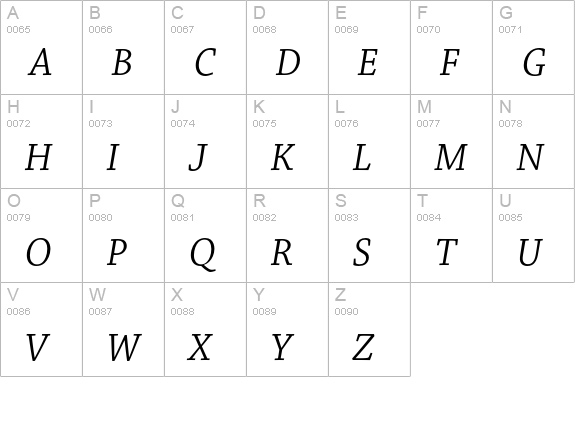 Chaparral Pro Italic Subhead uppercase A-Z preview