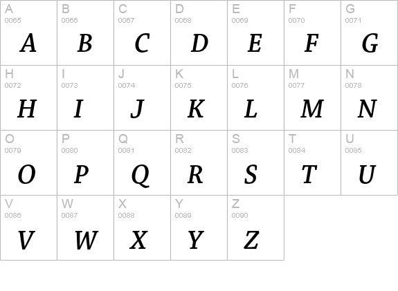 Chaparral Pro Semibold Italic Subhead uppercase A-Z preview
