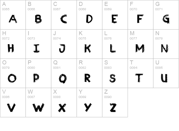 Charcoal uppercase A-Z preview