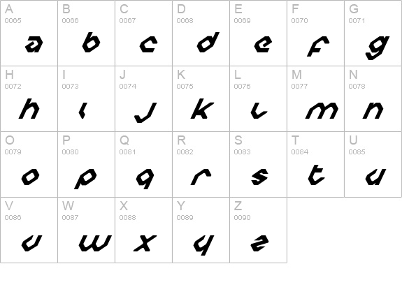 Charlie's Angles Italic uppercase A-Z preview