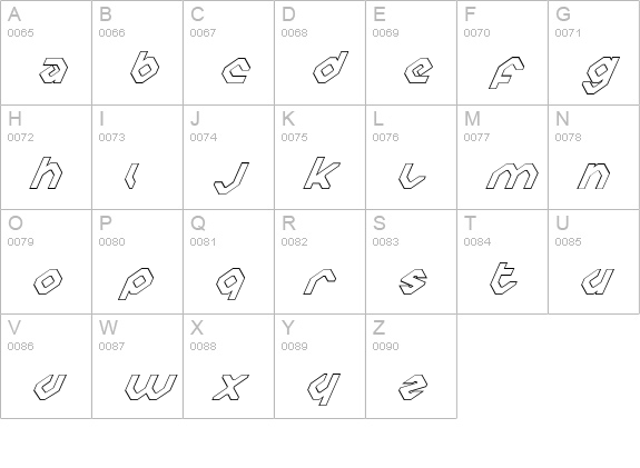 Charlie's Angles Italic Outline uppercase A-Z preview