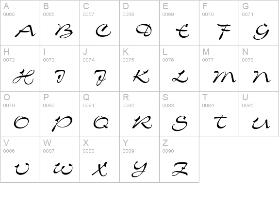 CharmeICG uppercase A-Z preview