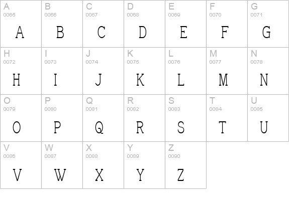 Charrington Narrow uppercase A-Z preview