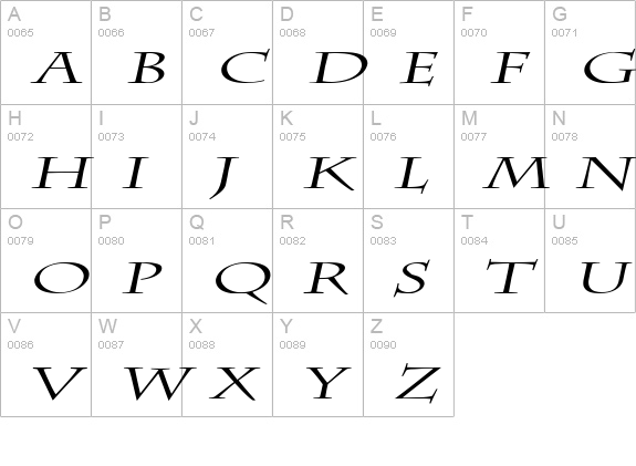 Chaz Extended Italic uppercase A-Z preview
