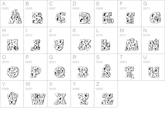 Cheese and Mouse uppercase A-Z preview