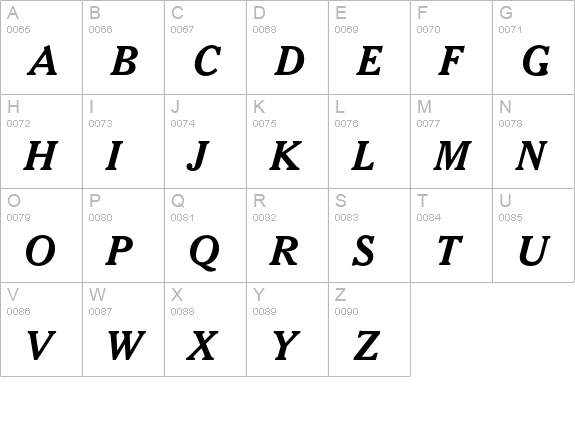Cheltenham Bold Italic uppercase A-Z preview