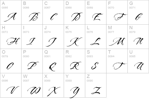 Cherish Font uppercase A-Z preview