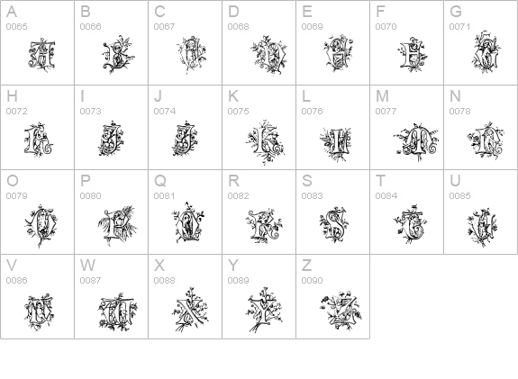 Cherubim Initials uppercase A-Z preview