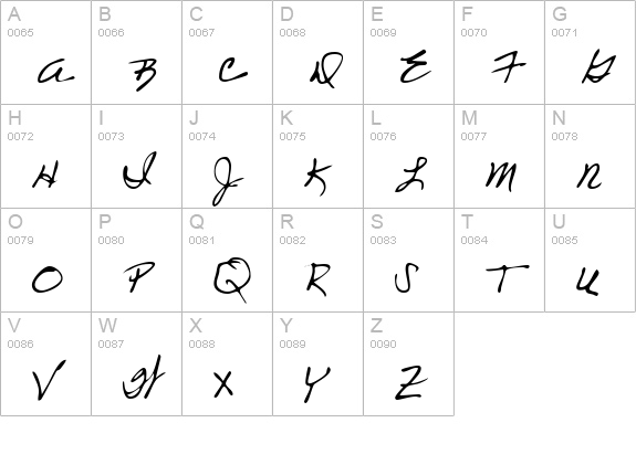 CherylsHand Regular uppercase A-Z preview