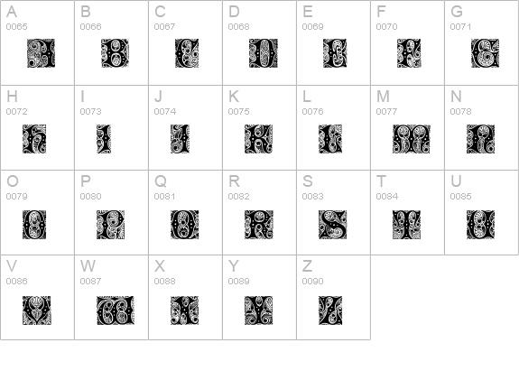 Cheshire Initials uppercase A-Z preview