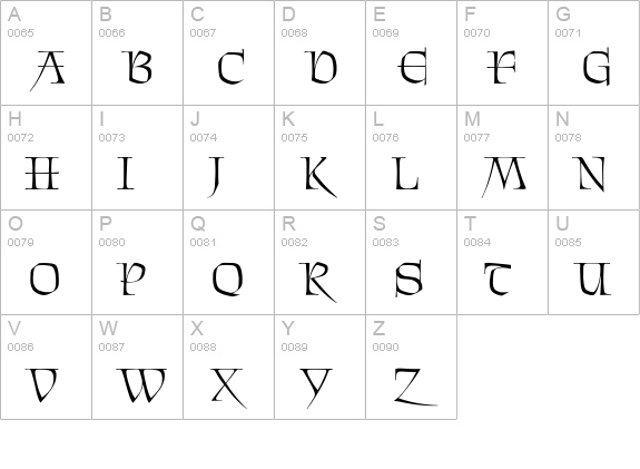 Chevalier uppercase A-Z preview