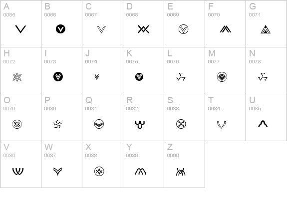 Chevron Dingbats uppercase A-Z preview
