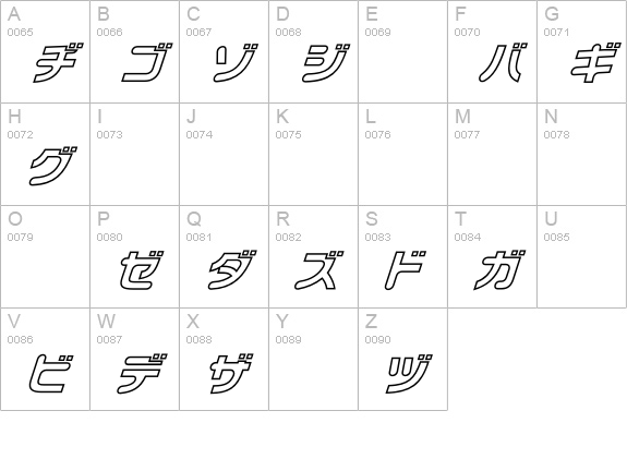 Chibacity-Outline uppercase A-Z preview