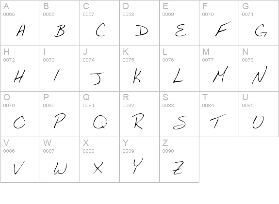 ChicksHand Regular uppercase A-Z preview