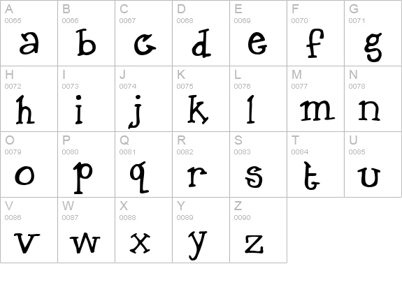 Chigger uppercase A-Z preview