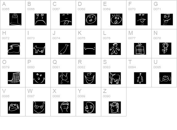 ChildrenDingbats uppercase A-Z preview