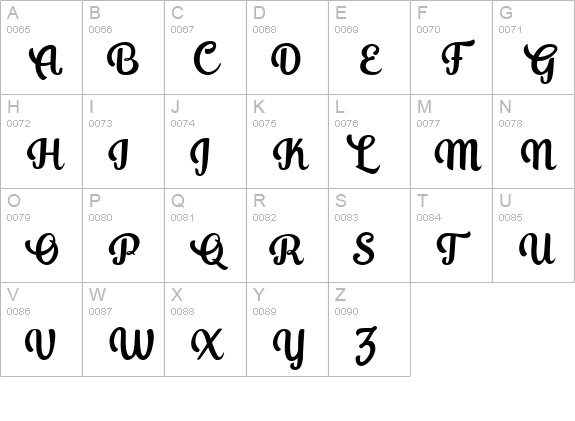 Chinchilla uppercase A-Z preview
