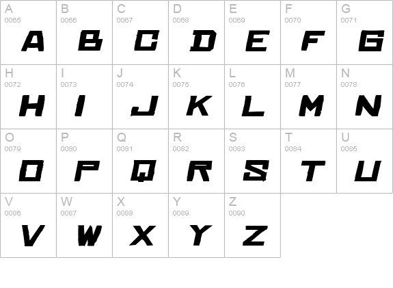Chinese Rocks Fat Italic uppercase A-Z preview