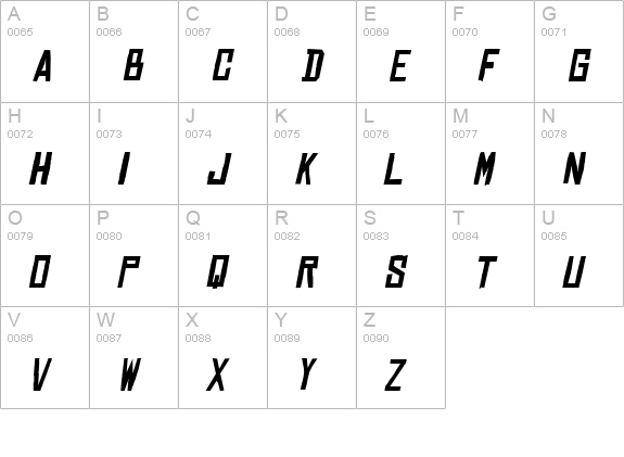 Chinese Rocks Italic uppercase A-Z preview