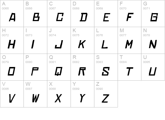 Chinese Rocks Xp Italic uppercase A-Z preview