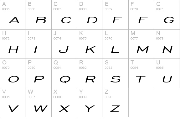 Chisel Extended Italic uppercase A-Z preview