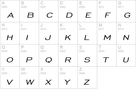 Chisel Wide Italic uppercase A-Z preview