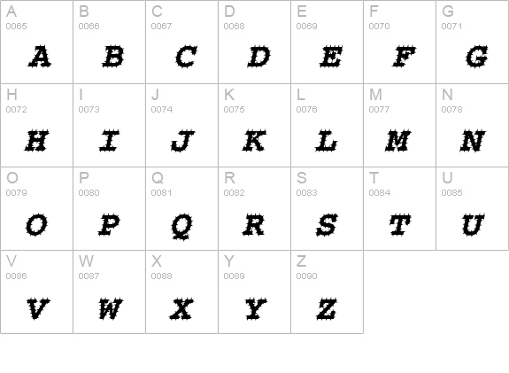 ChiselSpiked Italic uppercase A-Z preview