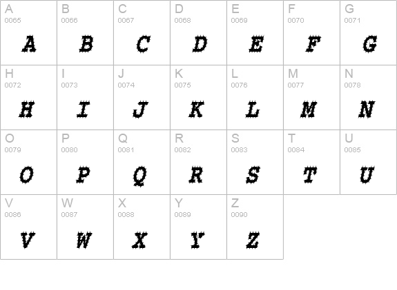 ChiselSpikedCondensed Italic uppercase A-Z preview