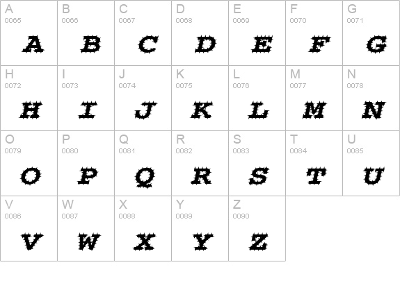 ChiselSpikedExtended Italic uppercase A-Z preview