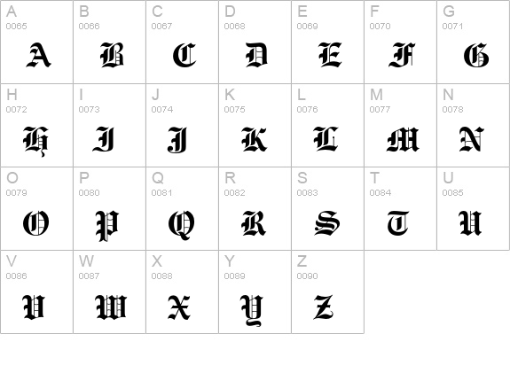 Chivalry uppercase A-Z preview