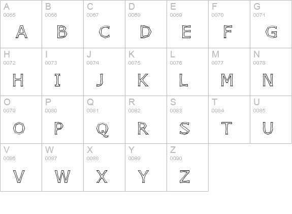 Chizzler Outline uppercase A-Z preview