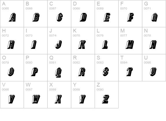 ChocolateCondensed Italic uppercase A-Z preview