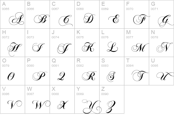 ChopinScript uppercase A-Z preview