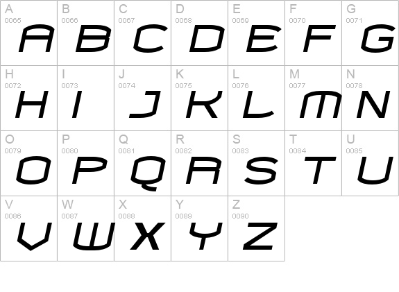 Chord-BlackItalic uppercase A-Z preview