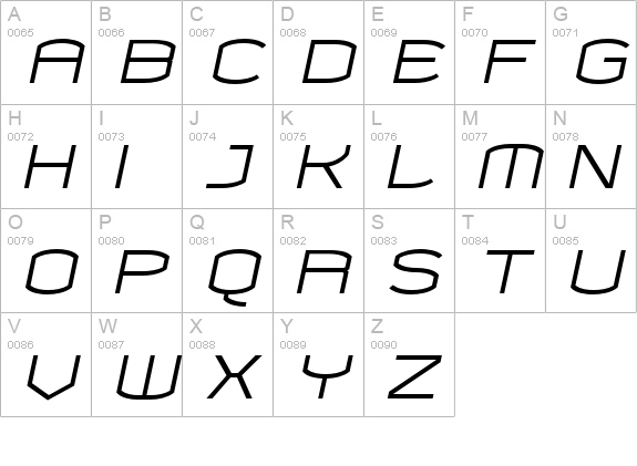 Chord-BoldItalic uppercase A-Z preview