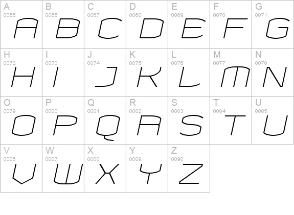Chord-RegularItalic uppercase A-Z preview
